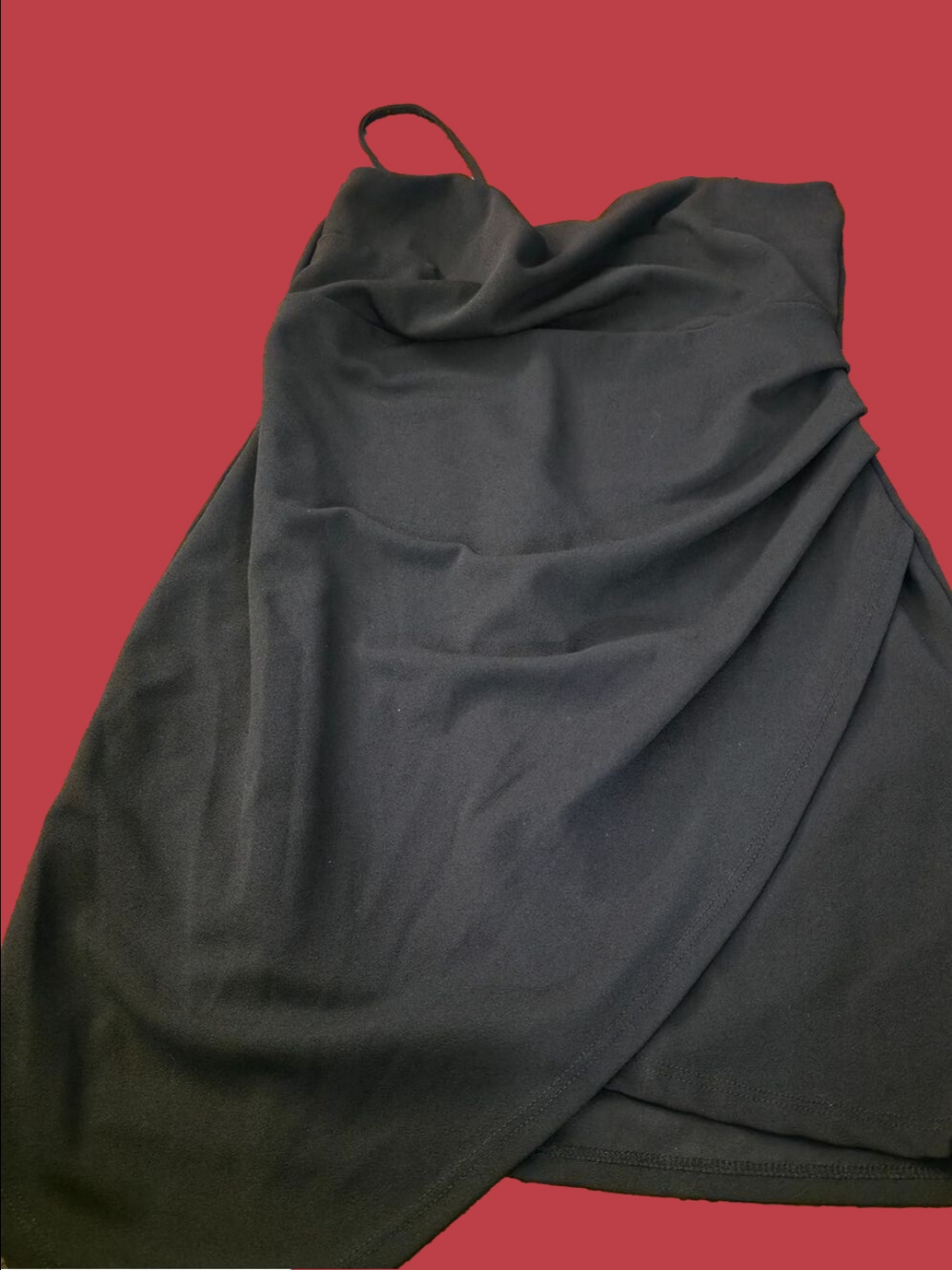 4/$67 Deal! Vintage Black Mini Dress with Scoop Neck and Wrap Skirt